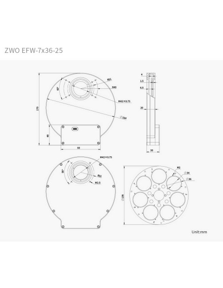 Roue à filtres EFW 5x2" ZWO