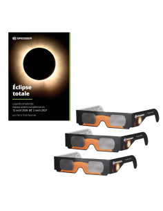 Guide des éclipses solaires 2026/27 + 3x Lunettes éclipse Bresser