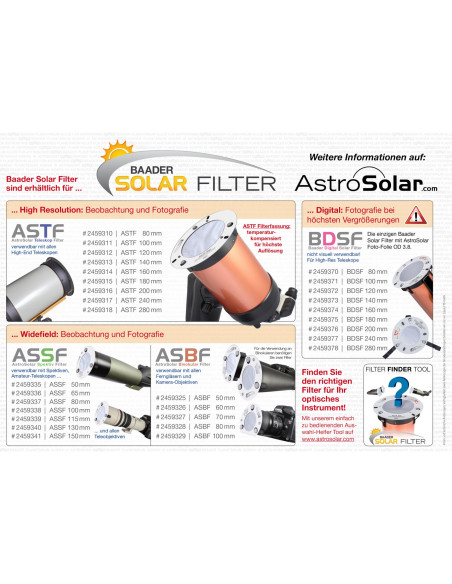 Filtres solaires Astrosolar ASTF Baader
