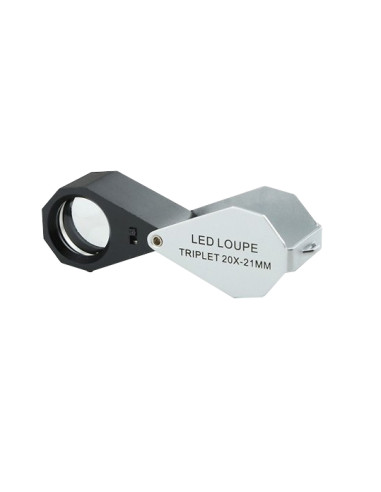 Loupe de terrain. Triplet achromatique 20x LED