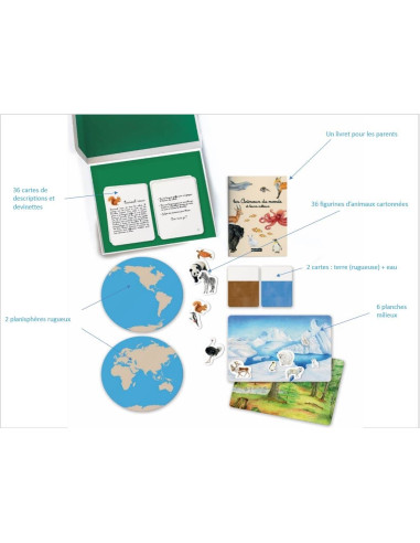Coffret Montessori : les animaux du monde et leurs milieux